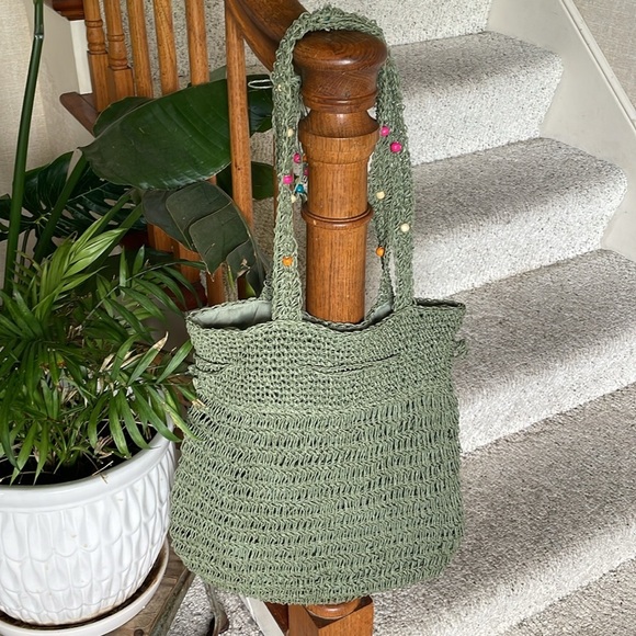 NWT Stone & Co Stone Mountain Green Crochet Tote Bag - Picture 4 of 8